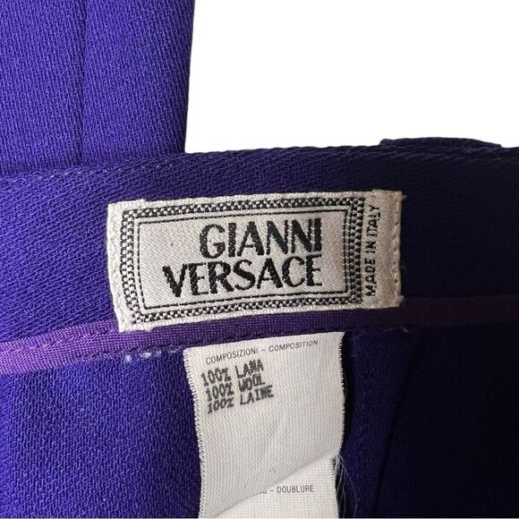 VTG Gianni Versace Purple Straight leg Wool Trousers Pants Women’s 33 in waist - Picture 5 of 11